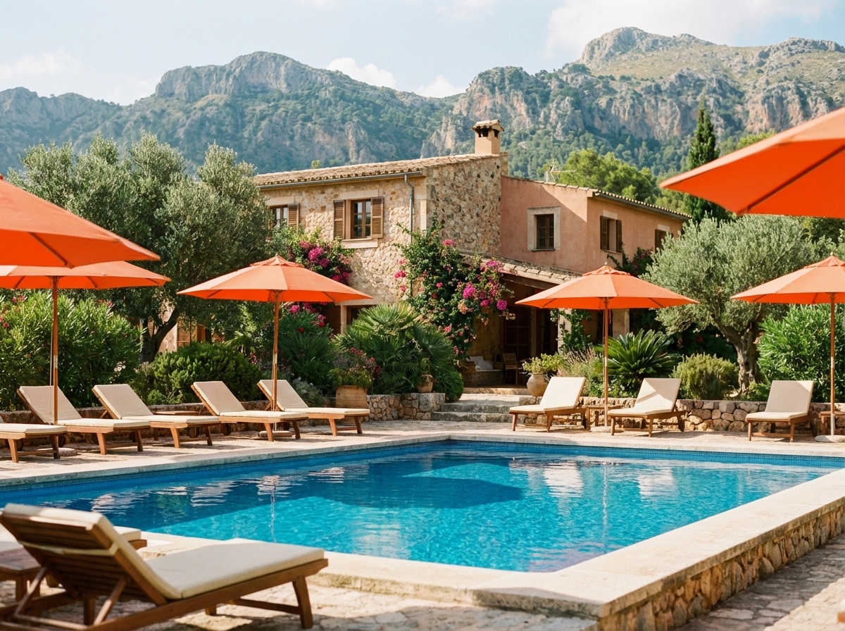 Piscina privada de casa rural para grupos de despedidas en Cataluña