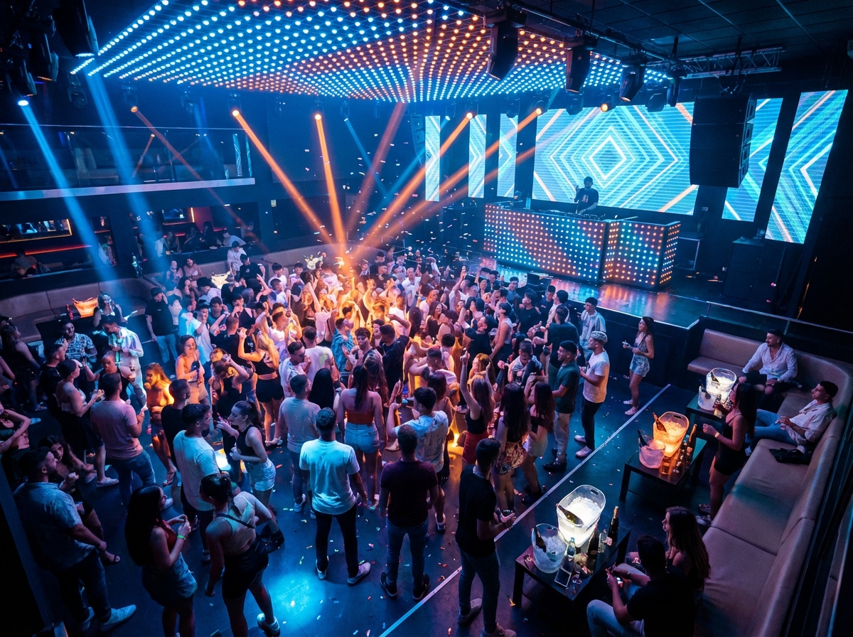 Ambiente de discoteca en Salou durante una fiesta de despedida