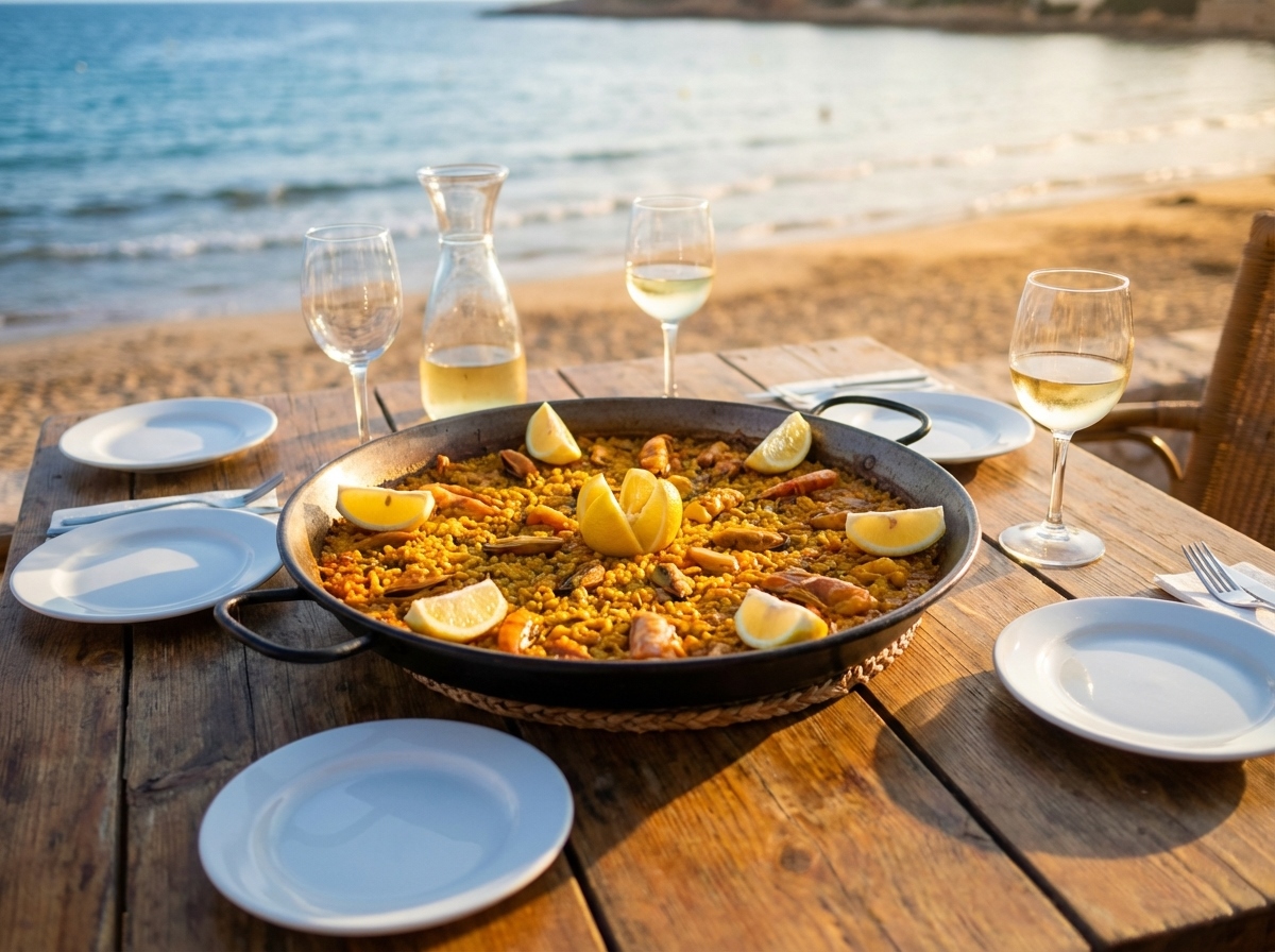 Arroz a banda tradicional en restaurante de playa para despedidas en la Costa Daurada